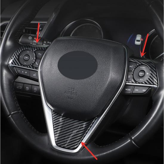 Carbon Fiber Steering Wheel Decor Frame Trim 3PCS For Toyota Camry 2018-