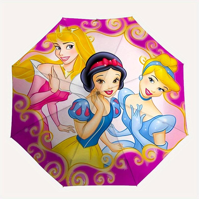 Disney Princess Aurora,Snow White,Cinderella Manual Opening and Closing Umbrella, 43-Rib Reinforced Folding Design, Lightweight