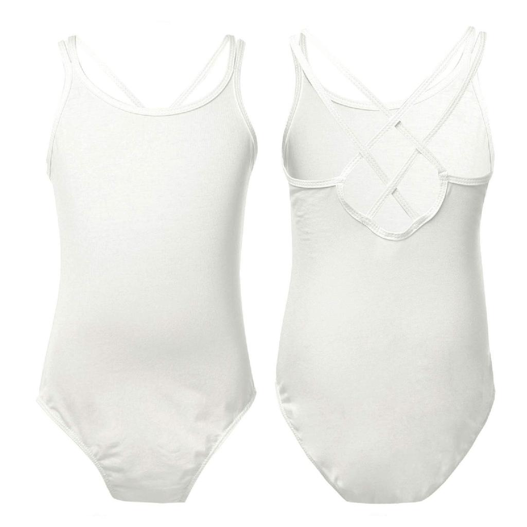 Kids Girls Crisscross Back Spaghetti Strap Ballet Dance Wear Gymnastics Leotard Dancing Costume