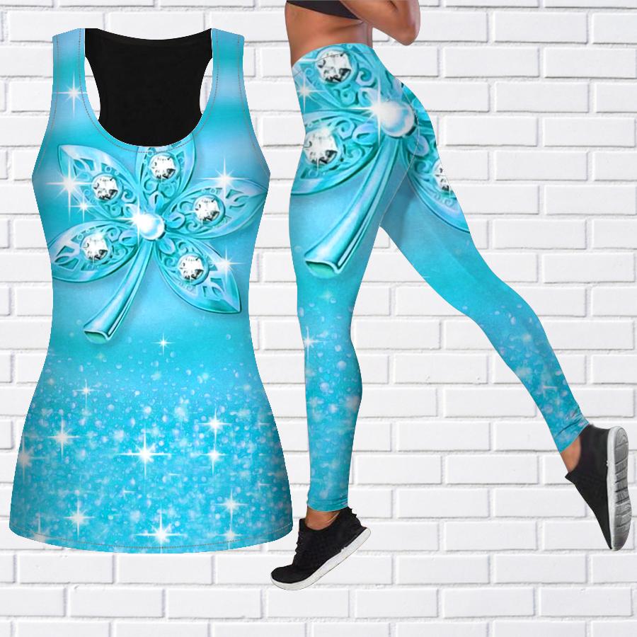 Экипировка для йоги с принтом хрустальных листьев для женщин, модные леггинсы для тренировок, спортивные повседневные штаны для фитнеса и йоги