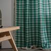 Green Plaid Yarn-dyed American Curtain Finished Kitchen Drapes Bay Window Curtain Semi-shading Living Room Bedroom Valance