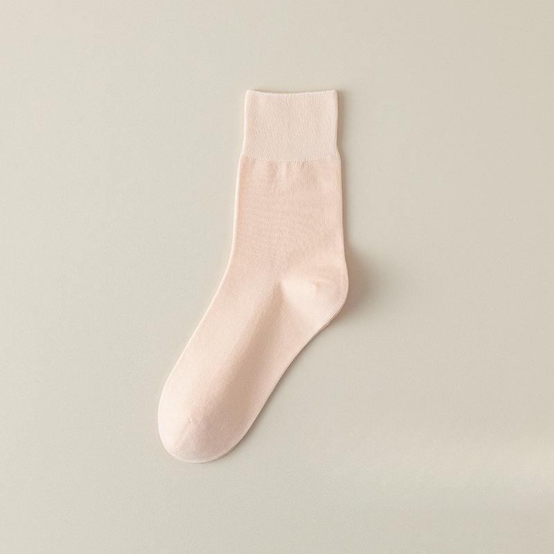 Female Spring and Autumn Pure Cotton Loose Mouth Boneless Anti Pilling Moon Tube Socks