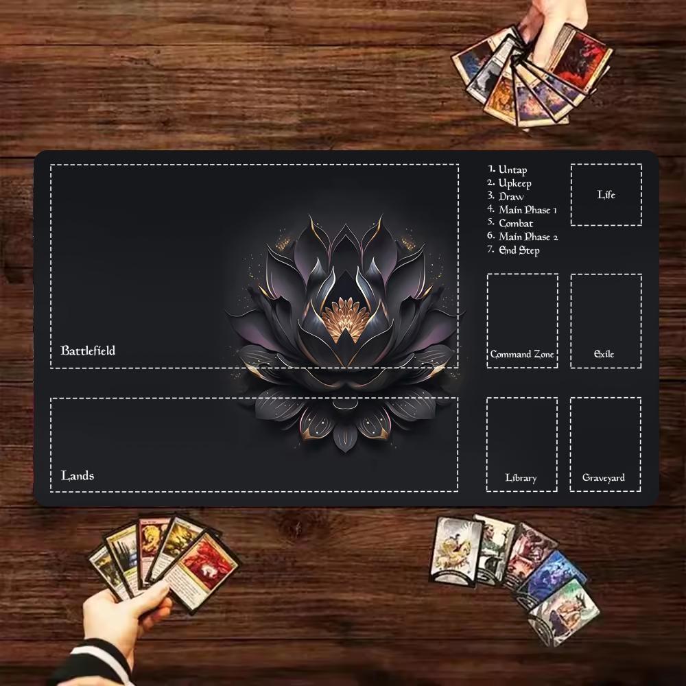Black lotus Mouse Pad Card Playmat Stitched with Magic Zones Game Mats Tabletop for MTG/TCG Card Battle Commander Deck Desk Mat