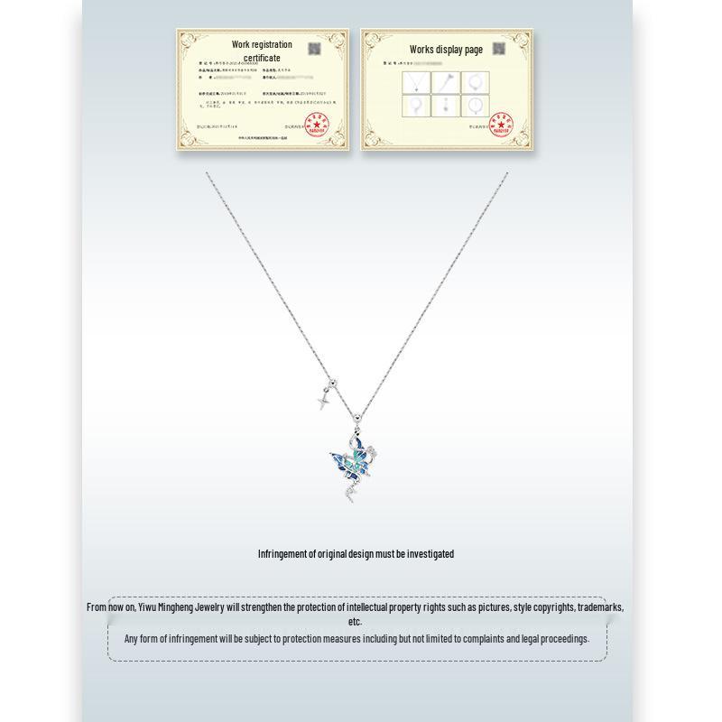 Ожерелье с бабочкой и змеей: Роскошная осенне-зимняя цепочка для свитера с элегантной подвеской