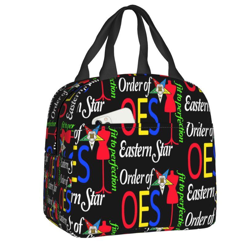 Custom OES Order Of The Eastern Star Thermal Insulated Lunch Bags Woman Portable Lunch Container for Work School Travel Food Box