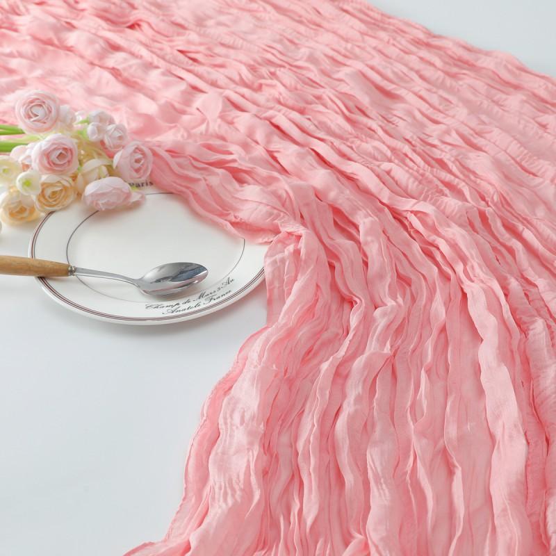 Linen-Style Crinkled Table Runner Dining Decor European Vintage Design Solid Color 90x180cm/90x300cm