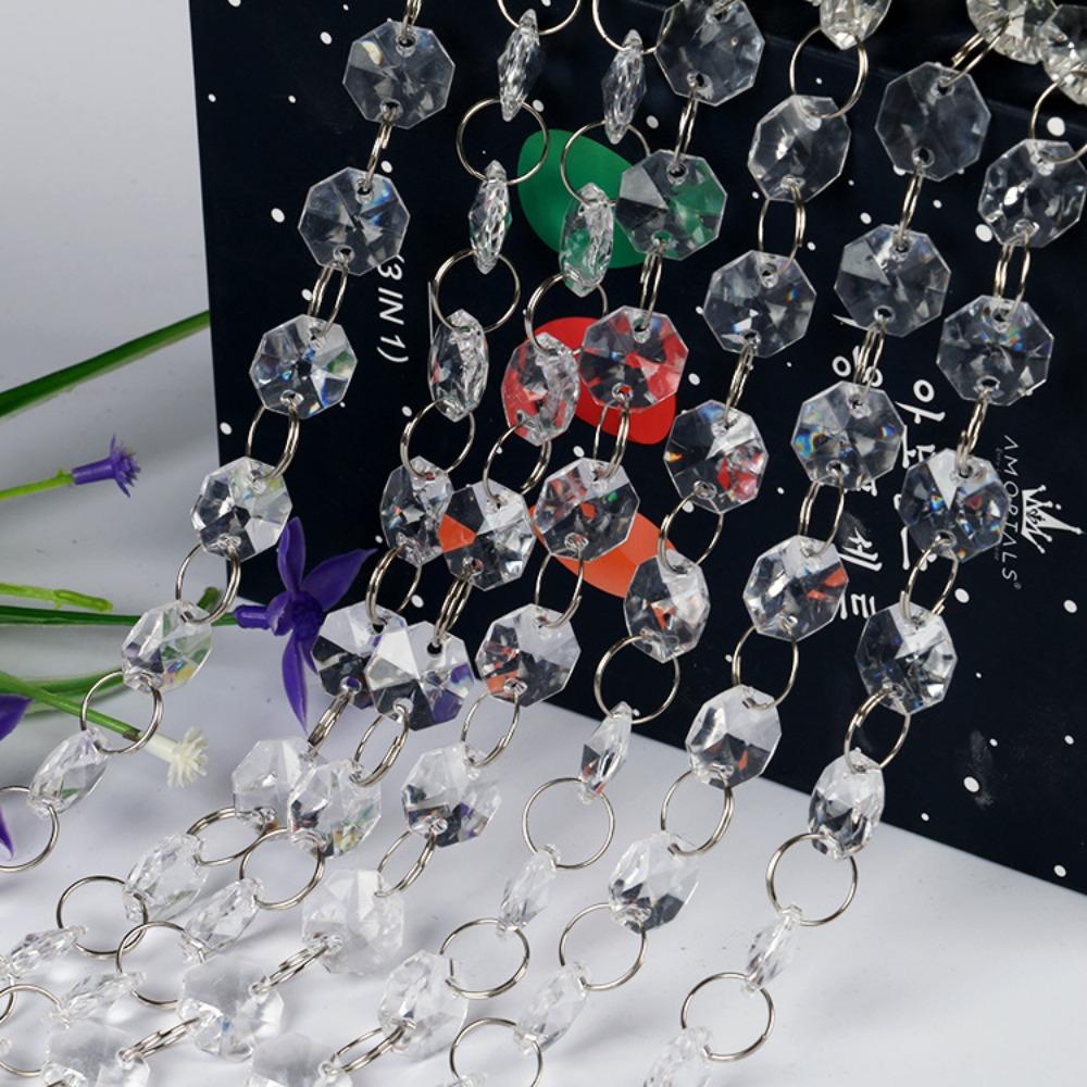 Сделай сам 5 метров восьмиугольная штора из бусин акриловые кристаллы драгоценные камни нити бусин подвесная прозрачная бриллиантовая цепочка украшения для вечеринки