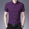 Men's Summer Solid Color Short-Sleeve Turn-Down Collar Shirt - Casual and Workwear Top