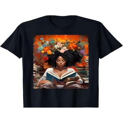 История Образованный Чтение Книга Королева Афро Женская Футболка