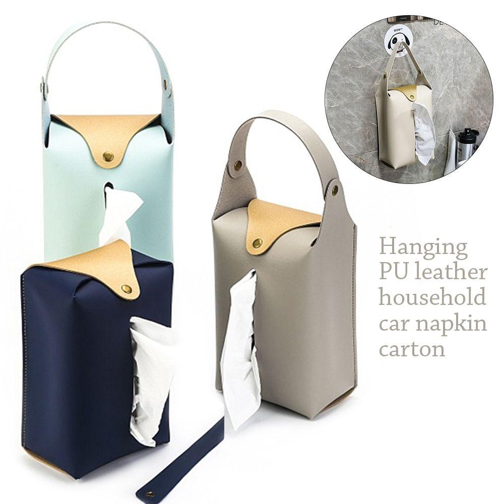 Leather Pu Hanging Paper Holder Toilet Tissue Storage Bag Car Tissue Box Hanging Tissue Cover Bag