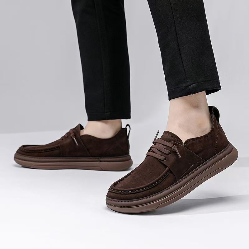 Fashion Retro Cow Leather Loafers for Men Fashion Soft-soled Spring Autumn Casual Men's Luxury Shoes Designer Light Board Shoes Male