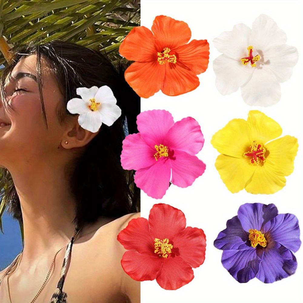 2/4/6 pcs Hawaiian Flower Hair Clips for Women Artificial Floral Hibiscus Lily Barrettes Hairpin Accessories Vacation Beach Gift