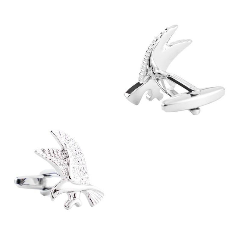 Exquisite Electroplated Silver Eagle Shaped Copper Metal Cufflinks French Shirt