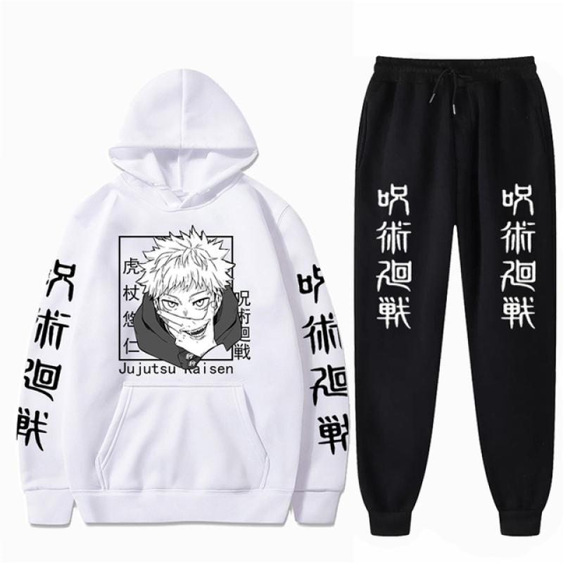 Мужской комплект аниме дзюдзюцу кайсен Годзё Сатору брюки с капюшоном повседневные 2 шт. мужские и женские комплекты унисекс с длинными рукавами модные толстовки с капюшоном
