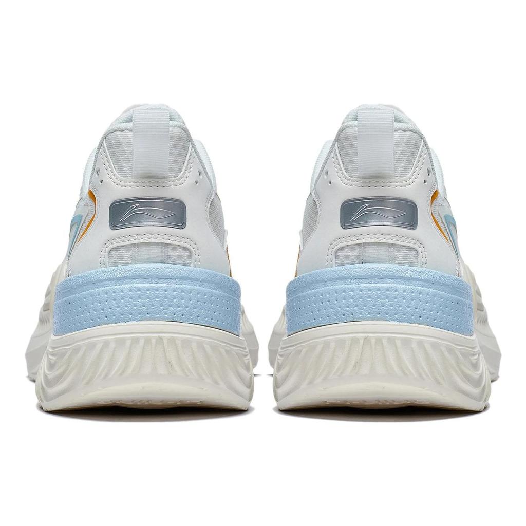 Li Ning Qing You Fabric Synthetic Leather Non-Slip Wear-Resistant Low-Top Sports Casual Shoes Men Sneakers White Blue AGLT057-1