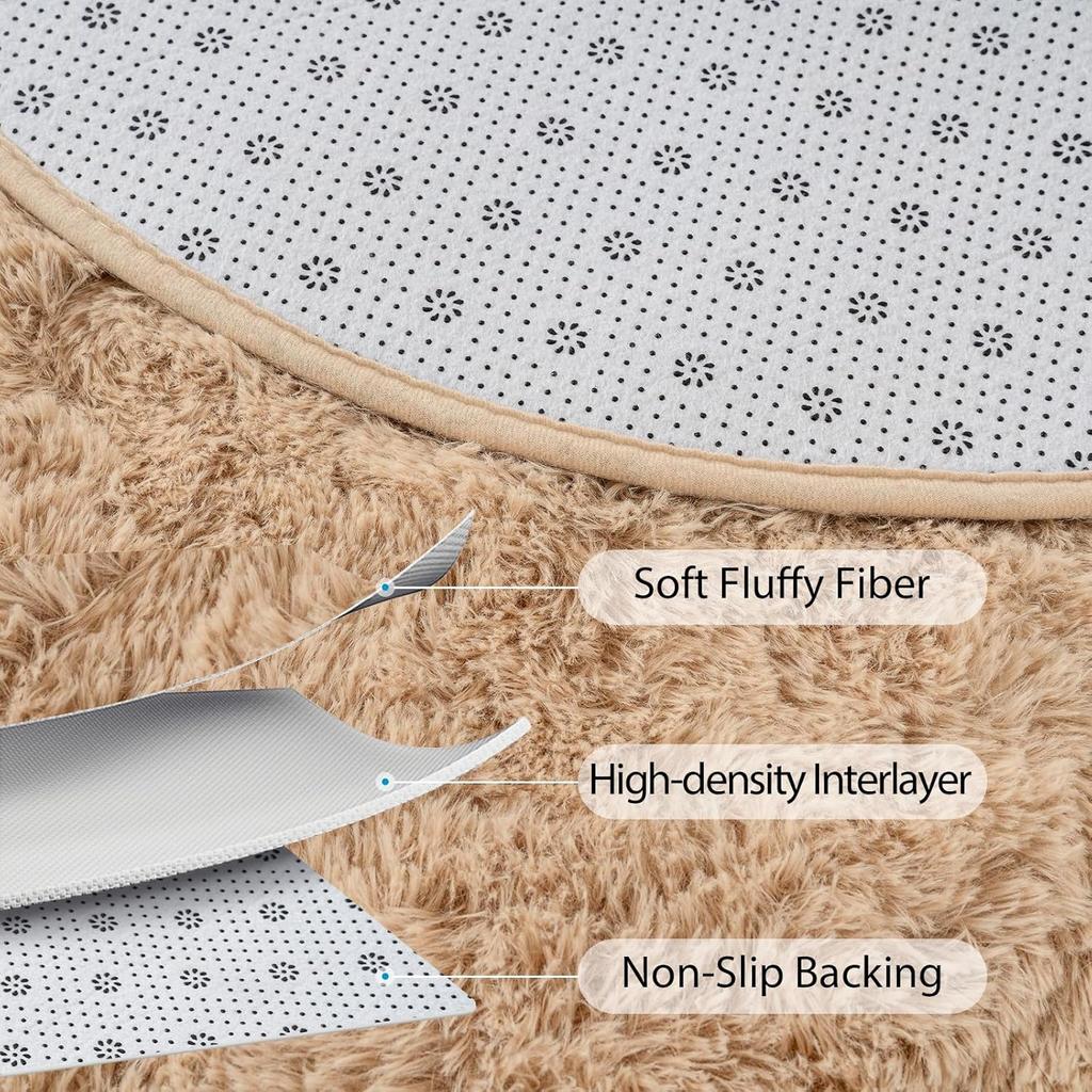 Long Plush Oval Area Rug Super Soft Fluffy Bedroom Bedside Rug Kids Room Nursery Dorm Floor Mat Home Decor