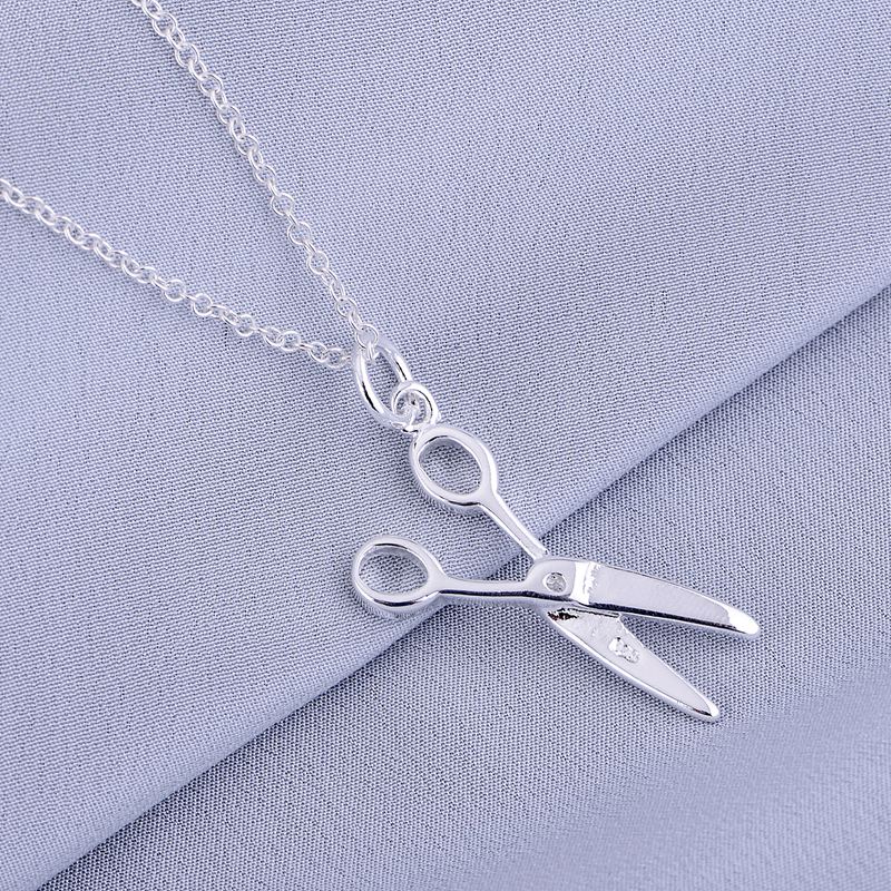 925 Sterling Silver Necklace ,925 Silver Pendant Fashion Jewelry ,Scissor Cute Shiny /Gexaowea Hwfaqnma Lq -P102