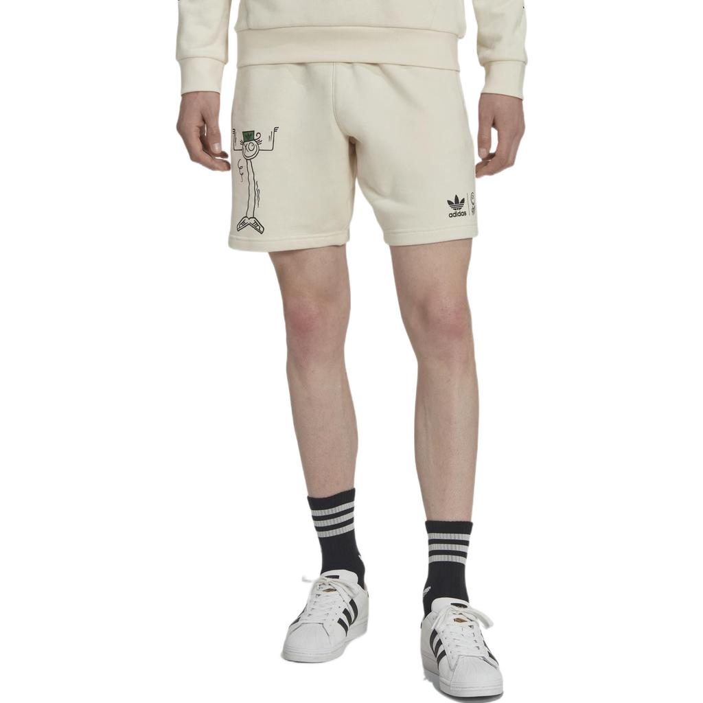Adidas Оригинальные прямые повседневные шорты с рисунком граффити и логотипом, мужские брюки бежевого цвета HL9237