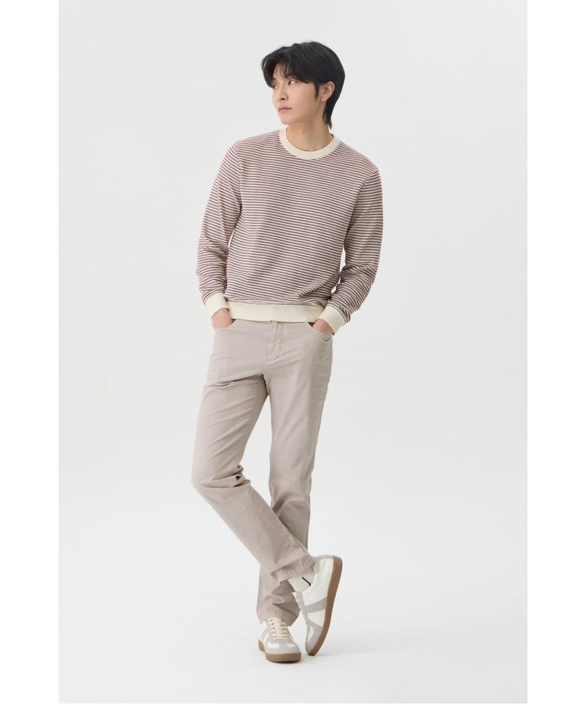 BRENTWOOD [Washable] Knitted Striped Round Neck Sweater Brwas26351Wix