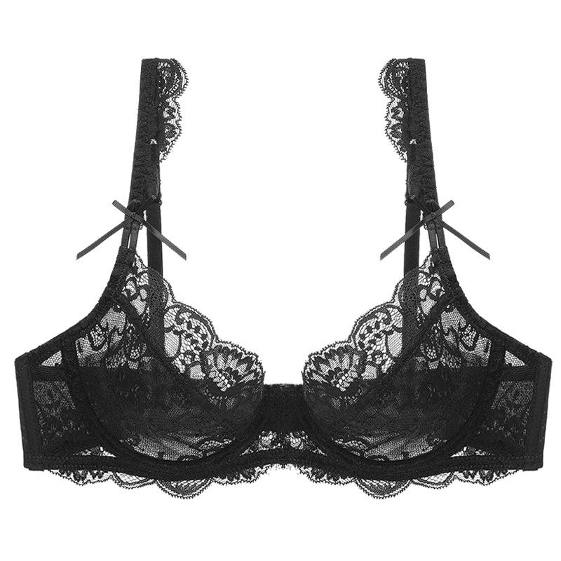 Французское сексуальное кружевное нижнее белье женское летнее ультратонкое дышащее большого размера нижнее белье большая грудь маленькая защита от провисания бюстгальтер