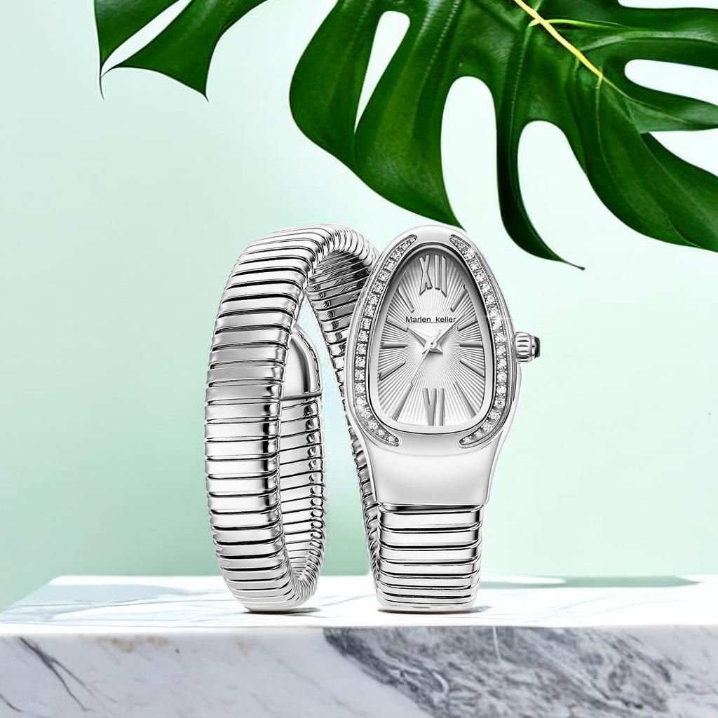 Элегантный дизайн женских часов Уникальный браслет в форме змеи Женские кварцевые наручные часы Лучший подарок