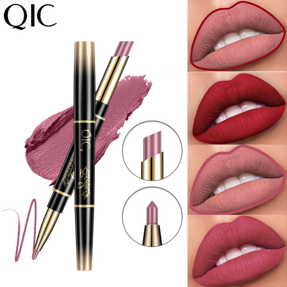 Двусторонняя губная помада QIC, водостойкая, стойкая, цветная помада «два в одном», тонкая помада для губ, подводка для губ