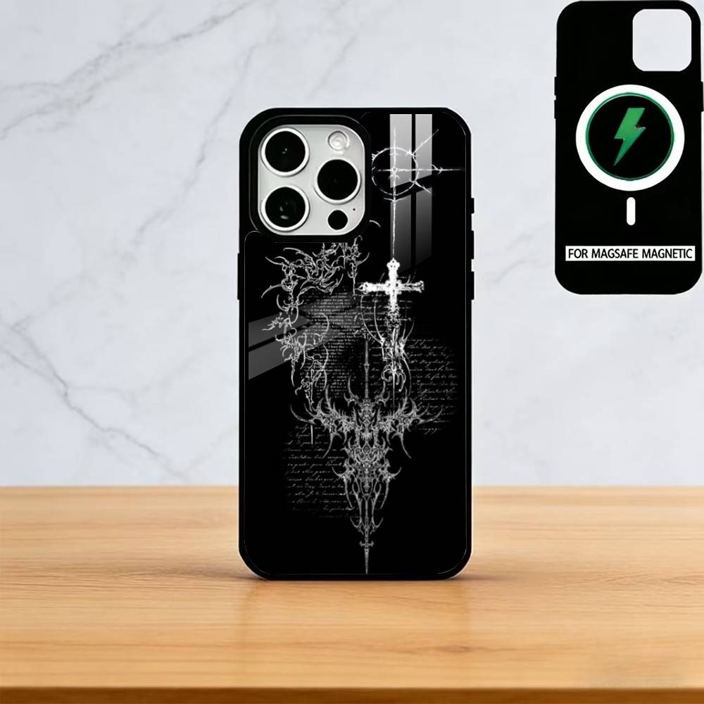 Кибер-сигил Крест Чехол для телефона Для iPhone17,16,15,14,13,12,11 Plus,Pro Магнитный Для Magsafe Беспроводная зарядка