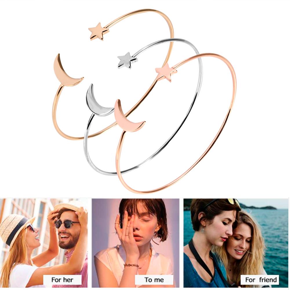 3 цвета женский открытый браслет медное покрытие браслет с украшением в виде лунной звезды