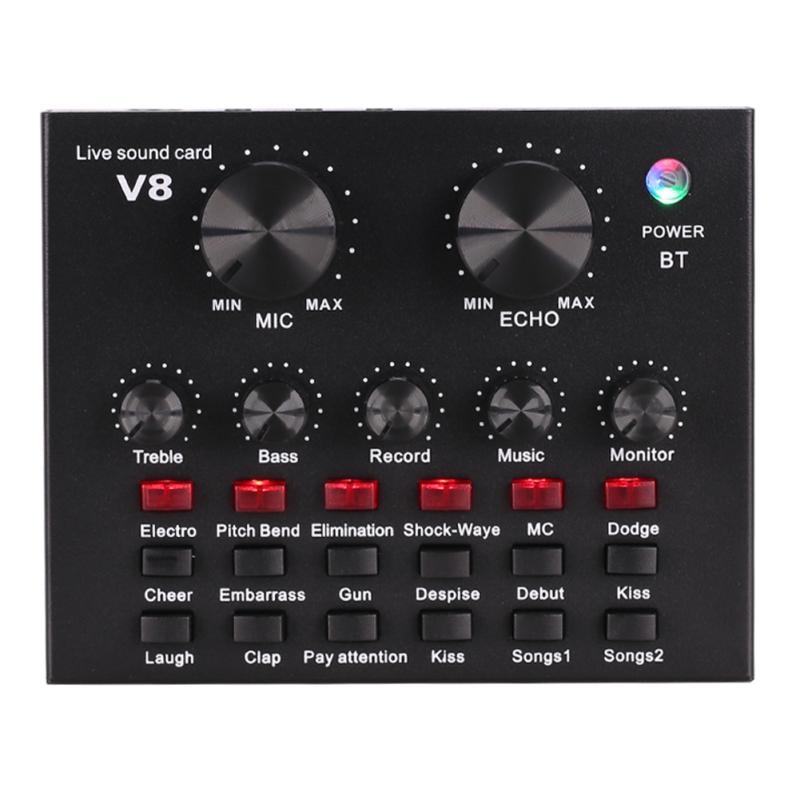 Многофункциональная звуковая карта V8 с аудиоинтерфейсом USB, интеллектуальный аудиомикшер с регулируемой громкостью