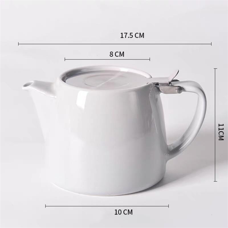 Ceramic Teapot with Lid and Filter Large Capacity Heat Resistant Strainer Tea Pot Cold Water Jug Kettle 550ml