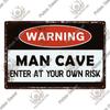 Putuo Decor Металлическая табличка для мужской пещеры Винтажная жестяная табличка Смешное предупреждение Мои правила Осторожно для бара Паба Клуба Мужской пещеры Игровой комнаты Настенный декор