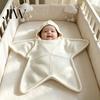 Breathable Nursery Bedding Starfish Baby Sleeping Bag, Knitted Swaddle Sleep Sack with Hood, Soft Knit Cocoon Cozy Star Shaped Infant Wearable