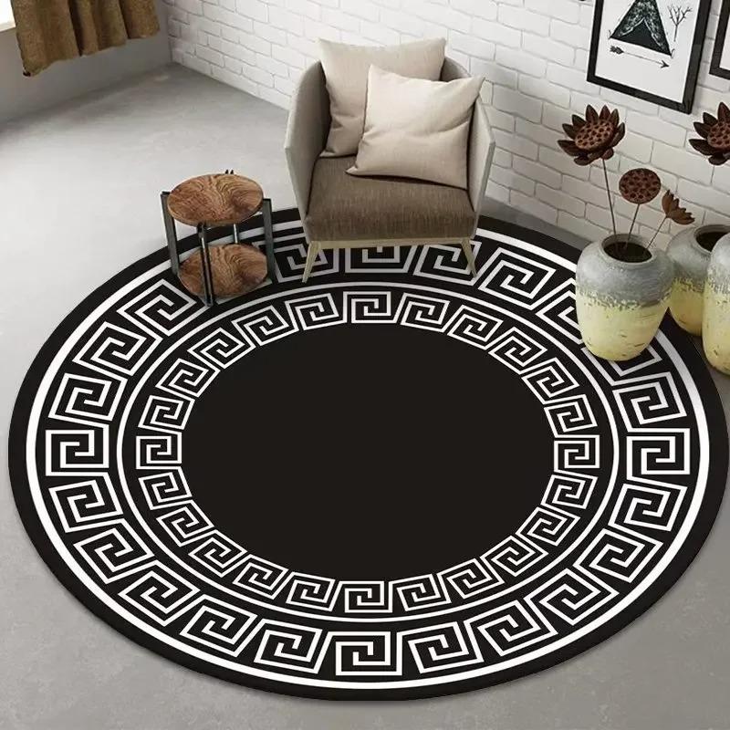 Chinese Classic Round Carpet Non Slip Floor Mat for Living Room Bedroom Kitchen Decor Home Sofa Coffee Table Area Decor Rugs