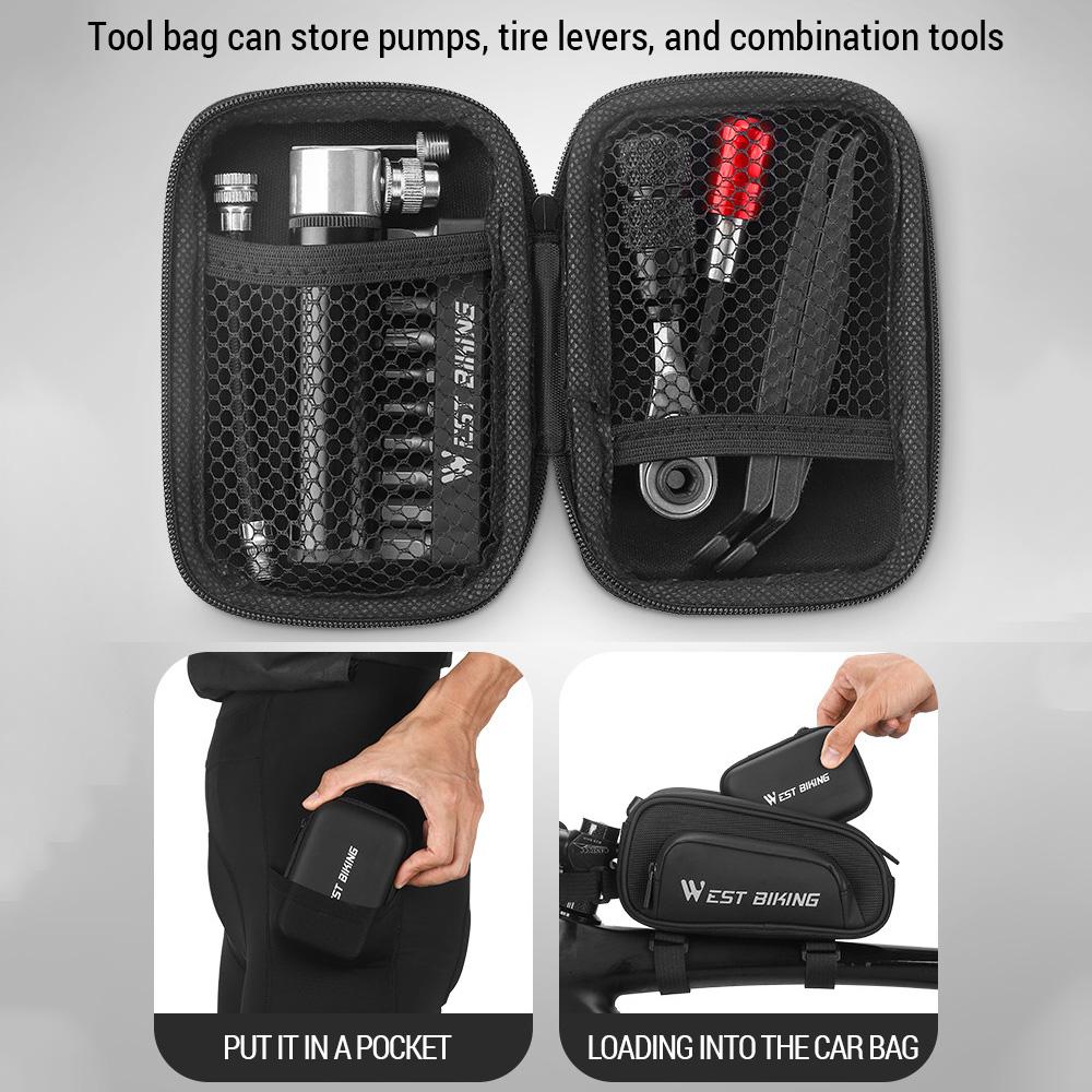 В комплект для ремонта велосипеда входят трещоточный ключ из алюминиевого сплава, биты, монтировка для шин, шинный насос для велосипеда