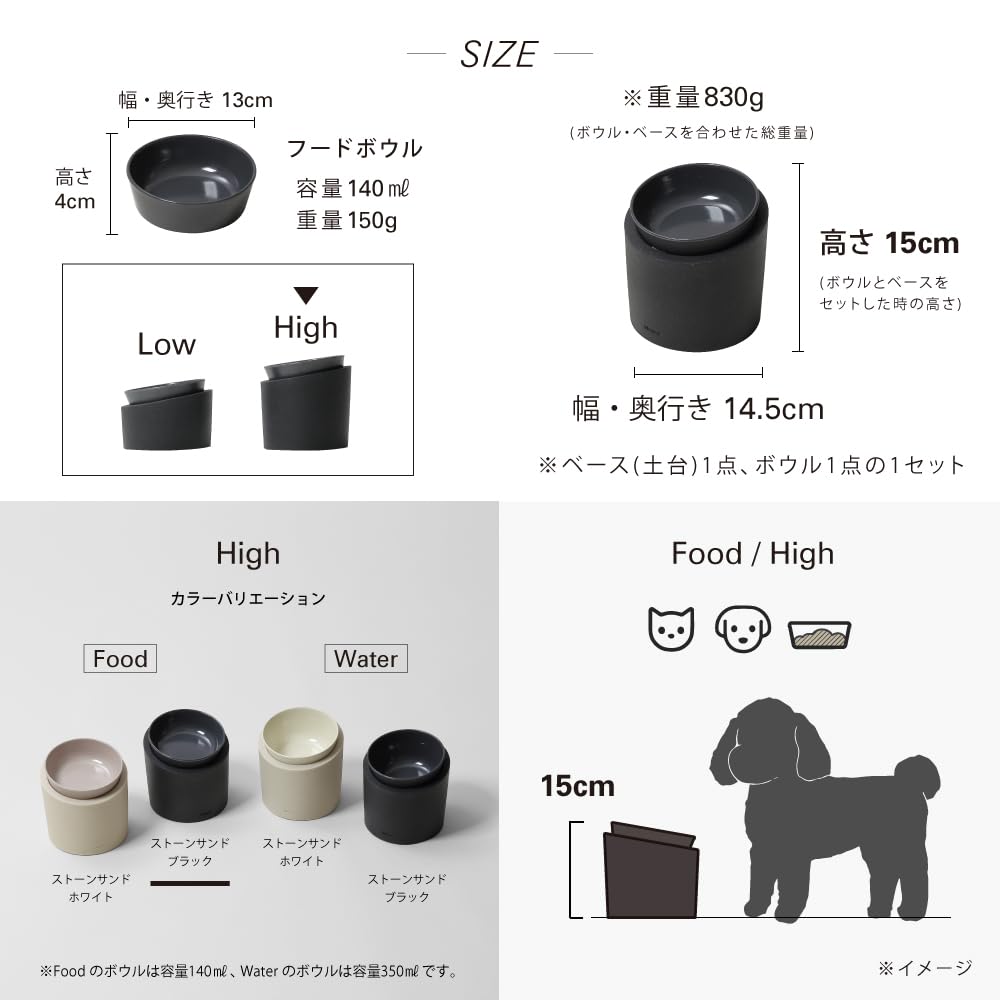 Ideaco Pet Feeder камень песок черный Feeder Food Песок Еда/Высокий (Миска для домашних животных/Высокая/Каменная черная)