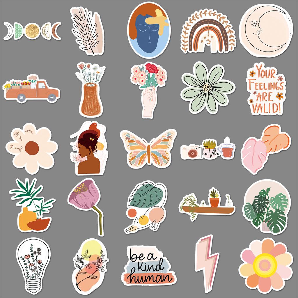 50 Bohemian Personalized Graffiti Small Fresh Nordic Style DIY Skateboard Suitcase Stickers Waterproof