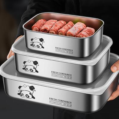 Большая емкость для хранения продуктов из нержавеющей стали, герметичный ланч-бокс с крышкой, металлический контейнер для хранения продуктов для дома и офиса