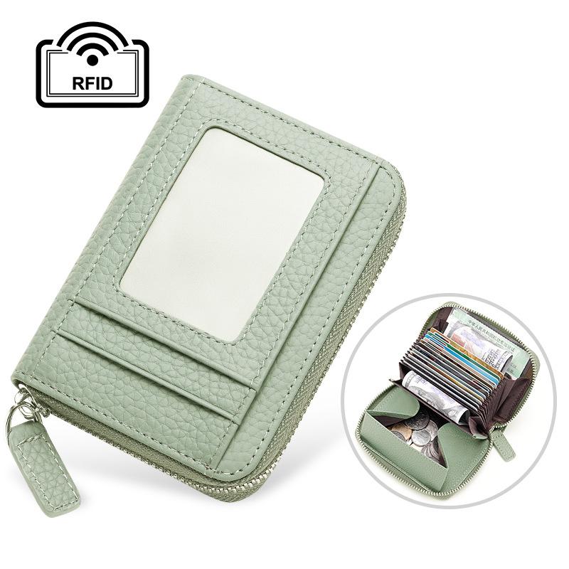 Rfid Card Holder 100% Genuine Leather Business Card Wallet Organ Card Bag Female Bag Japanese
