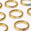 E.B.belle Кольцо с натуральными камнями по знаку зодиака, 18K позолота, блестящее, 12 цветов, кольцо из нержавеющей стали с позолотой, цирконий, для женщин
