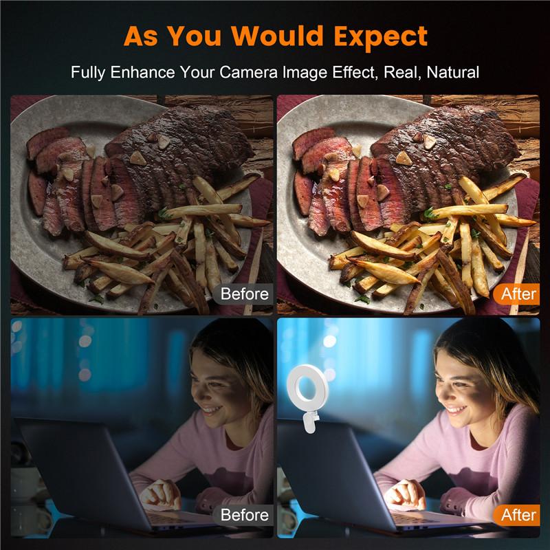 Светодиодный свет для селфи 80 светодиодов 800 мАч перезаряжаемый свет для телефона клипса 3 режима освещения кольцевой свет для телефона iPad камеры ноутбука селфи