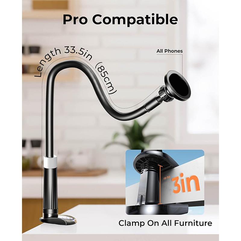 Магнитный держатель для телефона MagSafe, регулируемый держатель для телефона на шею, держатель для сотового телефона на гибкой шее для iPhone 16, 15, 14, 13, 12 Pro Max