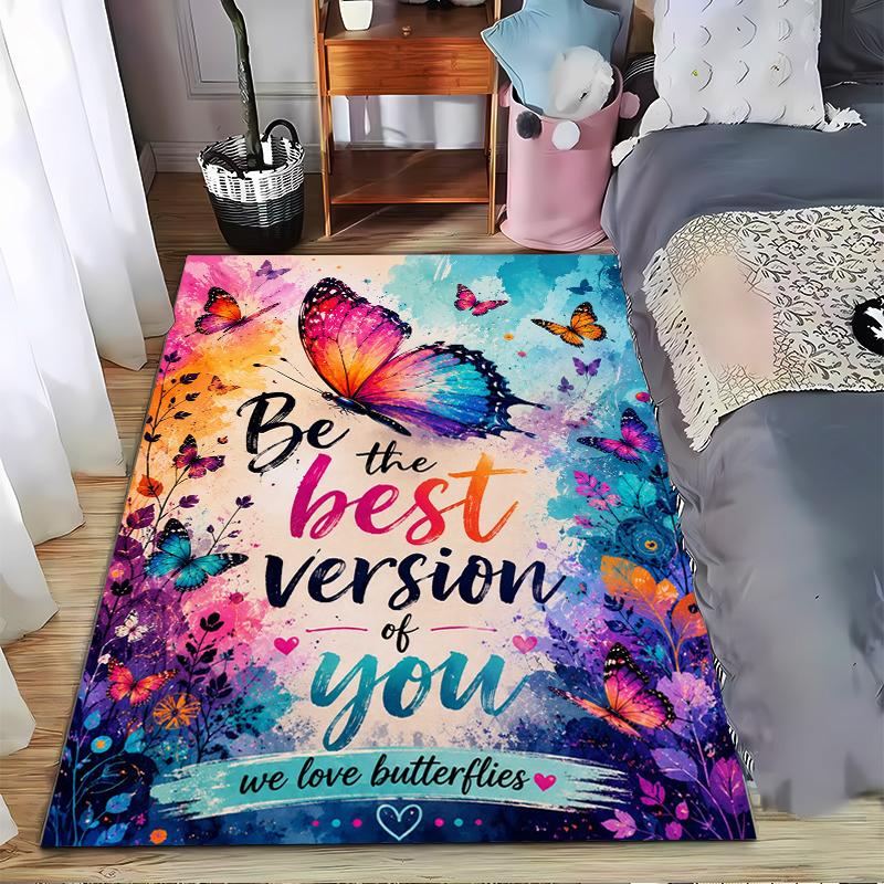 Butterfly Pattern carpet Set With Quote carpet set (1 duvet cover, 2 pillowcases, duvet not included)