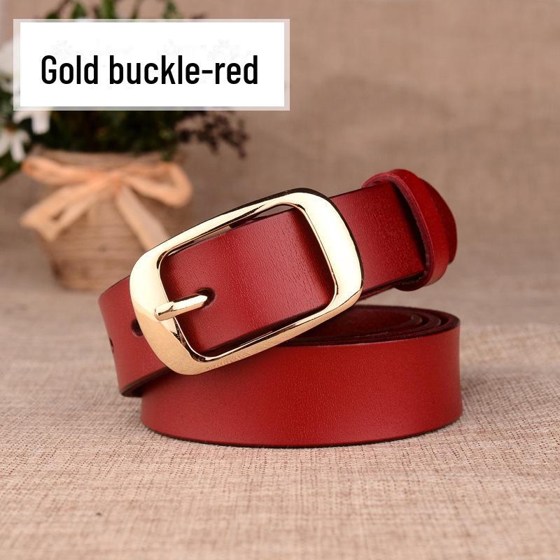 Women's Genuine Leather Korean Style Belt with Pin Buckle - Fashionable Cowhide Accessory