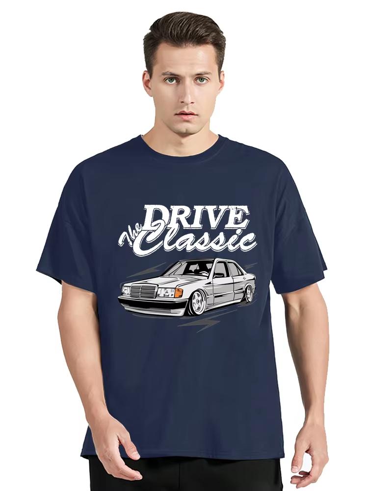 Потрясающая футболка W201 Drive The Classic Car 190E с графическим принтом винтажных автомобилей, футболки, мужская одежда, хлопковая футболка, повседневная футболка