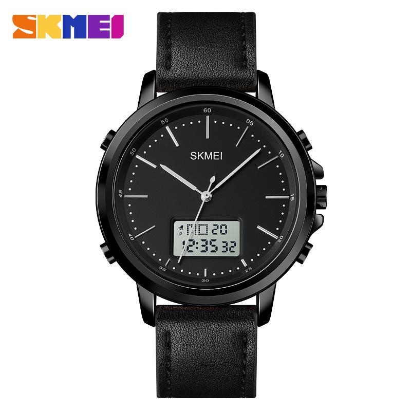 Men's Watch SKMEI Leather Strap 50M Waterproof LED Backlight 1652