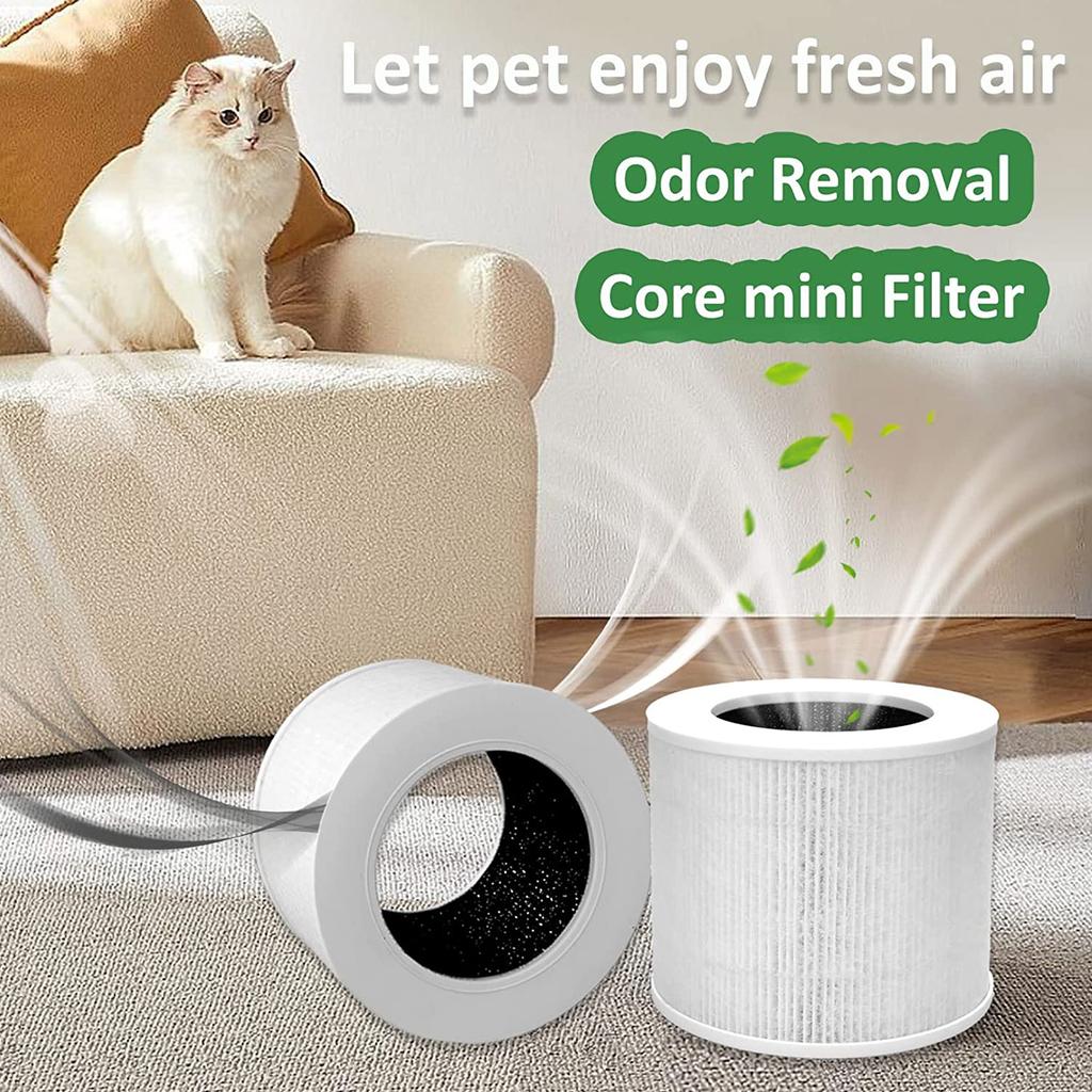 Replacement Air Purifier Filter Suitable for LEVOIT-Core Mini/Mini-RF HEPA 360-Degree Activated Carbon Filtration 2 Pack