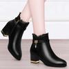 Women Ankle Boots Pumps Shoes Winter Autumn Ladies Plush Warm High Heels Pu Leather Fashion Pointed Toe Zip Short Female