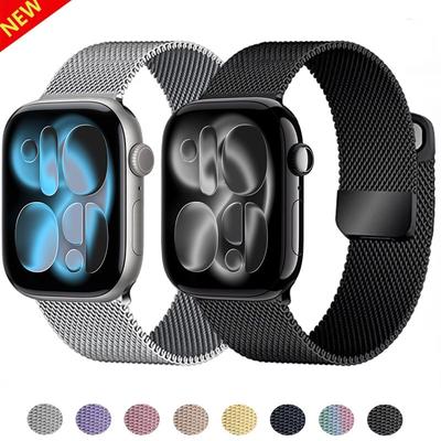 Миланская петля для Apple Watch Ultra 9 8 7 6 5 SE 45мм 49мм 44мм/41мм/40мм Металлический магнитный ремешок iWatch 11 10 46мм 42мм Ремешок