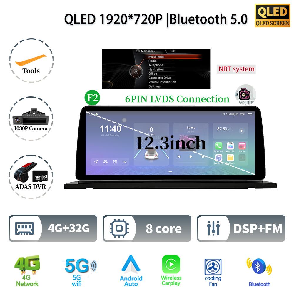 12,3" для BMW 5 серии F07 GT 2011-2017 Android 14 автомобильное радио мультимедиа стерео 4G GPS навигация WIFI беспроводной BT CarPlay экран