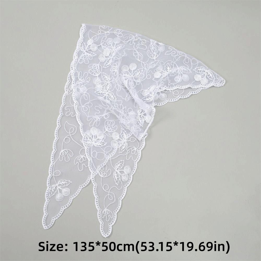 Solid Color Foulard Bandana Embroidery Hair Scarf Headband New Lace Scarf Women